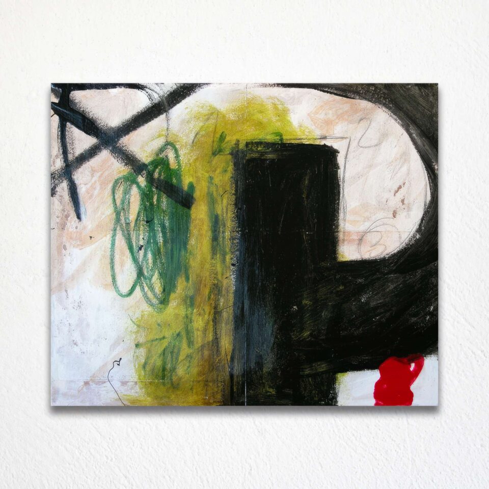 Red Black’nGreen 03, techniques mixtes sur toile, 55×46 cm, collection privée pièce sélectionnée Art Olympia, Toshima City Hall, Tokyo, 2015